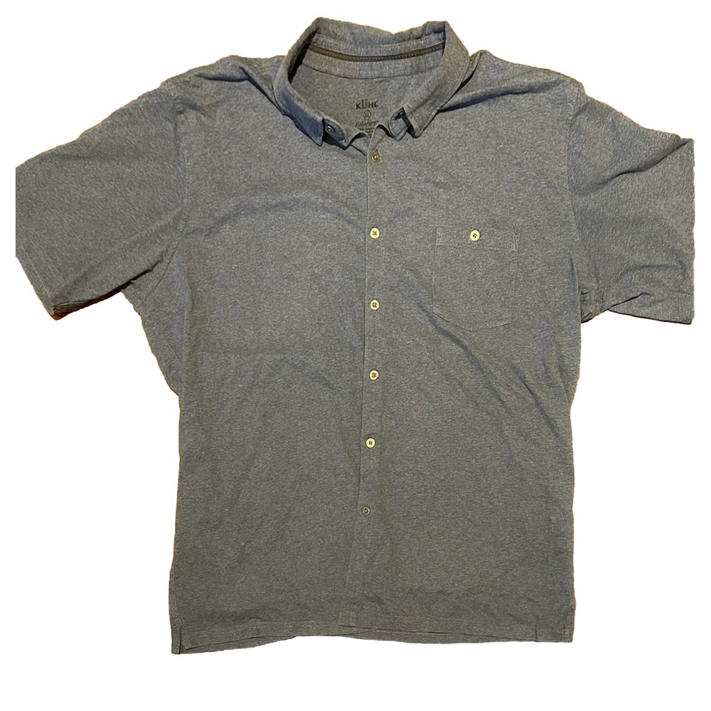 KUHL STIR Shirt Mens  sz X-Large Wildfibre Button Down Short Sleeve Lake Blue